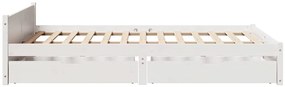 Cama sem colchão 150x200 cm madeira de pinho maciça branco