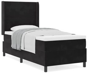 Cama Box Spring com Colchão preta 100x200 cm em Veludo