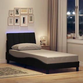 vidaXL Estrutura de cama sem colchão 80x200 cm tecido preto