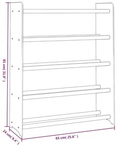 Sapateira Olívia - Com 5 Prateleiras - 65x24x81 cm - Cor Castanho - De