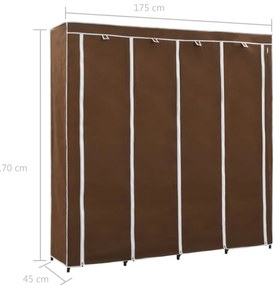 Roupeiro com 4 compartimentos 175x45x170 cm castanho