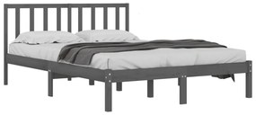 Estrutura de cama casal 135x190 cm pinho maciço cinza
