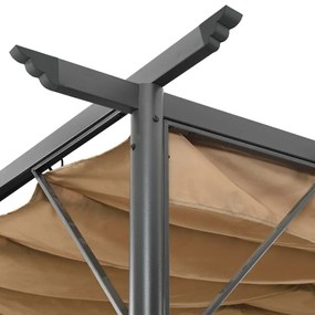 Pérgola com toldo retrátil 3x3 m 180 g/m² aço cinza-acastanhado