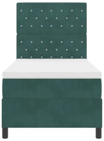 Cama Box com Colchão &amp; LED verde escuro 90x190 cm Veludo