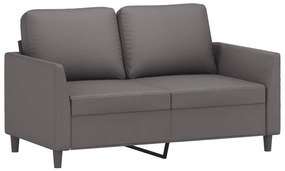 2 pcs conjunto de sofás c/ almofadões couro artificial cinzento