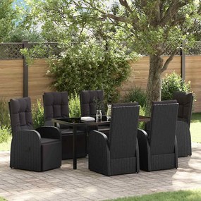vidaXL Cadeiras de Jardim Reclináveis 7 pcs Preto 160 x 80 x 73 cm