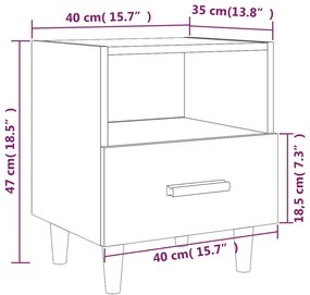 Mesa de cabeceira 40x35x47 cm cor carvalho fumado