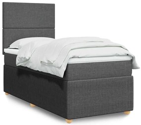 Cama com molas/colchão 90x190 cm tecido cinza-escuro