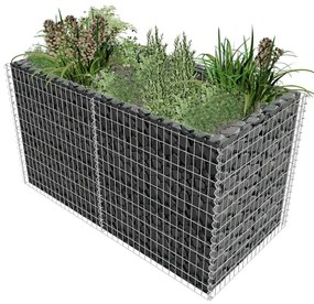 vidaXL Canteiro elevado/cesto gabião 180x90x100 cm aço prateado