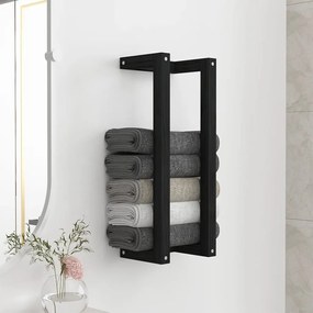 vidaXL Toalheiro 23x18x60 cm pinho maciço preto