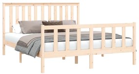 Estrutura de cama king c/ cabeceira 150x200 cm pinho maciço
