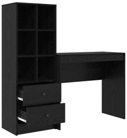 Mesa com Armazenamento Carvalho Preto Madeira Engenharia