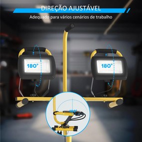 Projetor LED Duplo Recarregável de Alumínio com Tripé Dobrável 8500 Lú