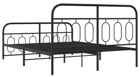 Estrutura de cama com cabeceira e pés 140x200 cm metal preto