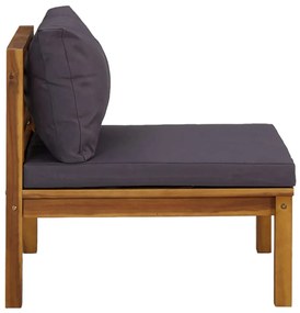 3 pcs conj. lounge de jardim c/ almofadões cinza-escuro acácia
