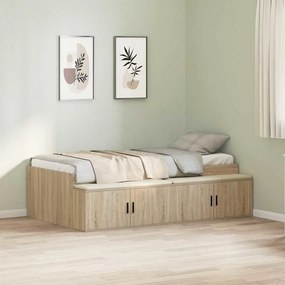 vidaXL Estrutura da Cama com gaveta Carvalho Sonoma 90 x 190 cm