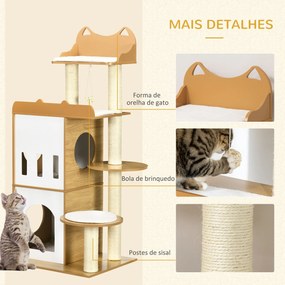 PawHut Arranhador para Gatos 133 cm Arranhador para Gatos com Caverna