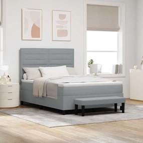 vidaXL Cama Box Spring com Colchão e Banco Cinza Claro 140x200 cm Tecido
