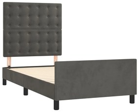 Estrutura de cama sem colchão 90x200 cm veludo cinzento-escuro