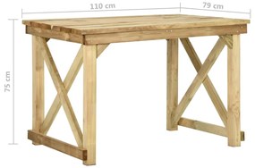 Mesa de jardim 110x79x75 cm madeira de pinho impregnada