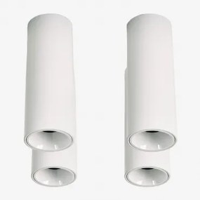 Pack De 4 Apliques De Teto Led De Superfície Redondos Ø5,7 Cm Para Exterior Em Alumínio Luisiana Branco & Branco Frio 4000k & 6 W & 23º - Sklum