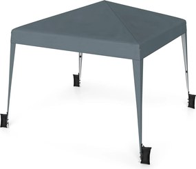 Tenda de Jardim Dobrável, 300 x 300 x 247-267 cm, Altura Regulável com 4 sacos pesos, Cinzento