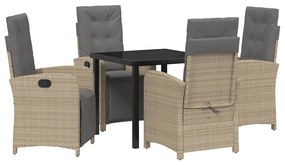 Conjunto de Jantar de Jardim com 5 Peças da com Almofadas Beiges em Po