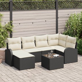 Conjunto de Sofá de Jardim de 6 Peças com Almofadas de Rattan Marrom
