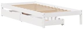 Cama sem colchão 90x200 cm madeira de pinho maciça branco