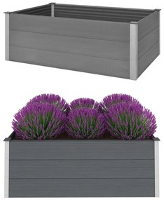 Canteiro elevado para jardim WPC 150x100x54 cm cinzento