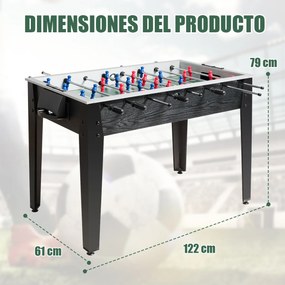 Mesa de matraquilhos de madeira para crianças com 2 bolas e 22 jogadores  61 x 122 x 79 cm Preto