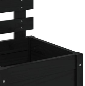 Vaso de jardim c/ suporte 39x39,5x114 cm pinho maciço preto
