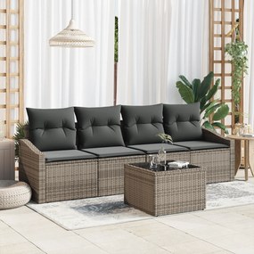 vidaXL Conjunto de Jantar de 5 Peças com Almofadas em Vime Preto