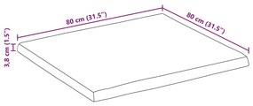 Tampo de mesa retangular borda viva 80x80x3,8 cm acácia maciça