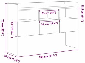 Sideboard vidaXL Preto Carvalho 105x30x70 cm Madeira de Engenharia