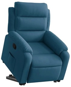Poltrona reclinável elevatória veludo azul