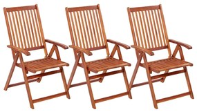 Cadeiras de jardim dobráveis 3 pcs madeira de acácia maciça