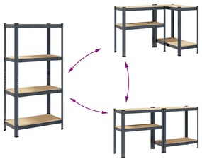 Prateleiras de armazenamento de 4 camadas 2 unid aço antracite