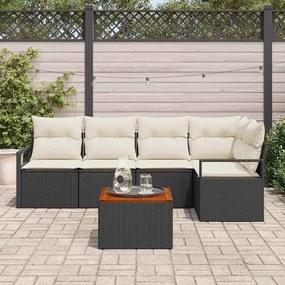 Conjunto de Sofás para Jardim 6 pcs Preto, branco Grande