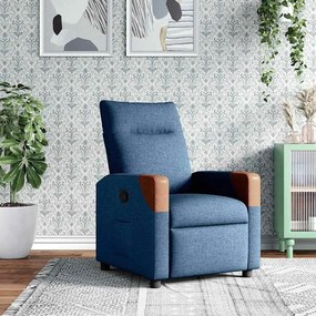 vidaXL Poltrona reclinável tecido azul