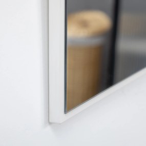 Espelho de Casa de Banho Retangular 104x60cm Espelho de Parede Decorativo e Moderno com Estrutura de Madeira para Dormitório Corredor Entrada Branco