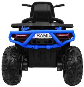 Moto 4 elétrica para crianças 12V 4x4 45W Deserto com Rodas Espuma EVA, Assento couro ecológico, som Crianças Até 30 kg Azul