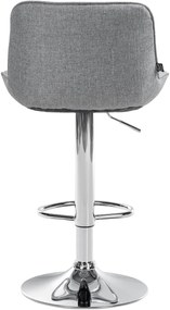 Banco alto em tecido com estrutura prateada 85-106 x 49 x 51 cm cinzento