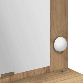 Mesa de Maquilhagem com Luzes LED em Carvalho Artesanal, 100x41x135 cm