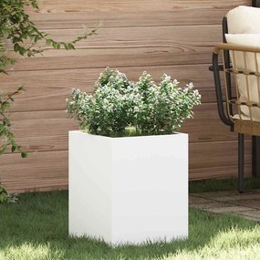 vidaXL Vaso de Jardim Branco 32 x 32 x 40 cm Aço laminado a frio