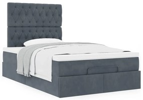 Estrutura de cama otomana com colchões cinza escuro veludo