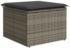 5 pcs conjunto sofás de jardim c/ almofadões vime PE cinzento
