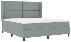 Cama Box com Colchão - Cinza Claro, 180x200 cm, Tecido