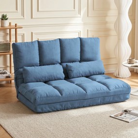 Poltrona-Cama Convertível, 102 x 73 x 60 cm, Encosto Regulável em 14 Posições, Azul