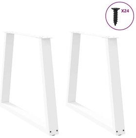 Pernas para mesa de jantar em V, 2 peças, branco, 80x(72-73,3) cm, aço